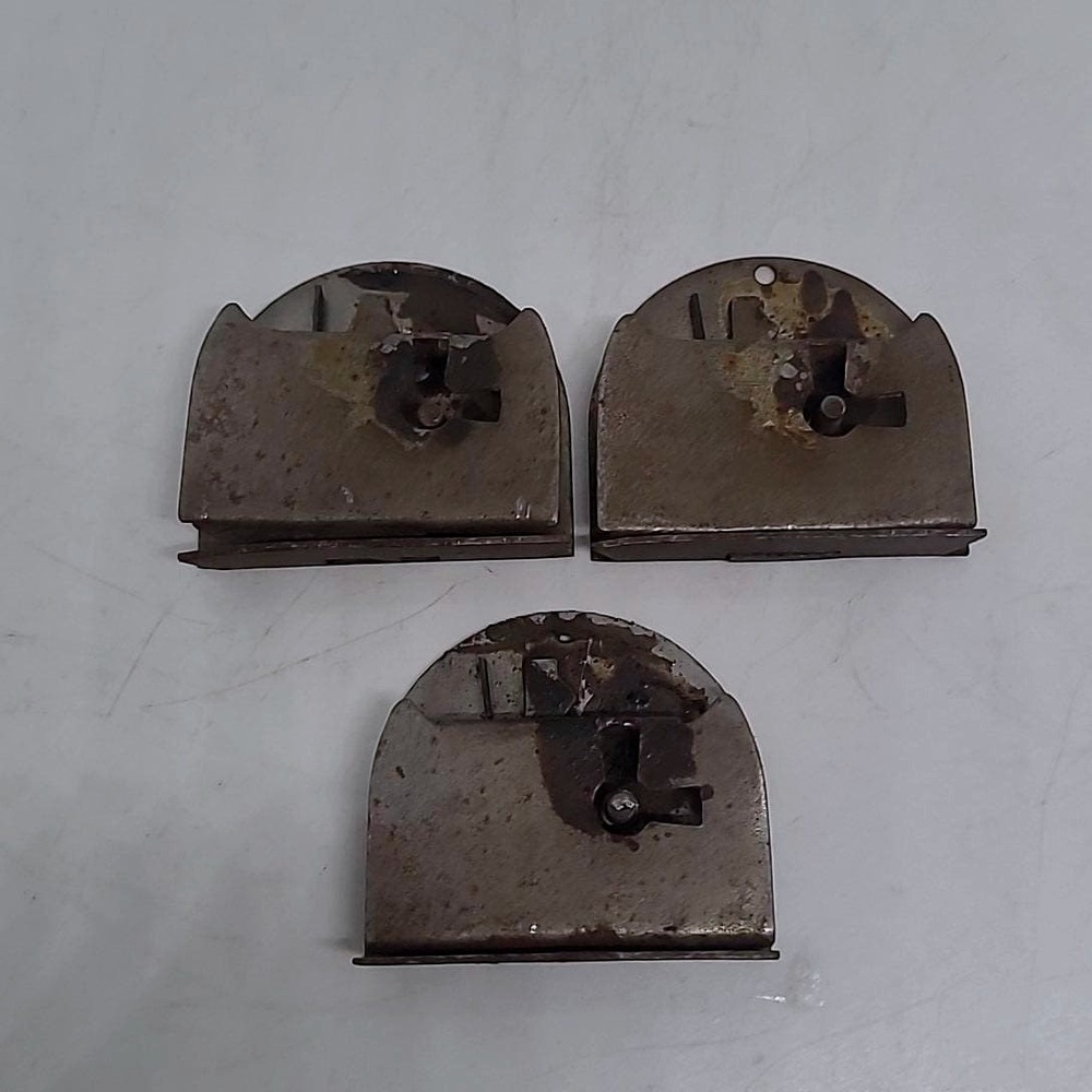 Vintage Trunk Chest Lock Latch Parts Set of 3 Brown Metal Antique Hardware‎ DIY